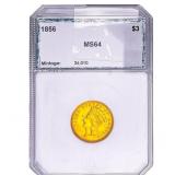 1856 $3 Gold Piece PCI MS64
