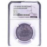1779 Rhode Island Brass Token NGC AU55