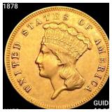 1878 $3 Gold Piece CHOICE AU