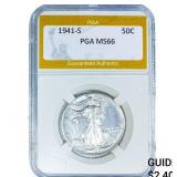 1941-S Walking Liberty Half Dollar PGA MS66
