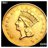 1861 Rare Gold Dollar CHOICE BU