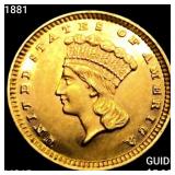 1881 Rare Gold Dollar GEM BU