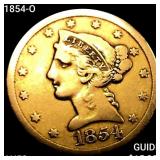 1854-O $5 Gold Half Eagle CLOSELY UNCIRCULATED