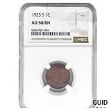 1925-S Wheat Cent NGC AU58 BN