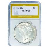 1926-D Silver Peace Dollar PGA MS64