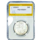1938-D Walking Liberty Half Dollar PGA MS64+
