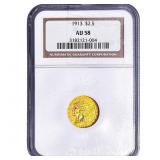 1913 $2.50 Gold Quarter Eagle NGC AU58