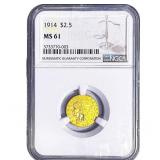 1914 $2.50 Gold Quarter Eagle NGC MS61