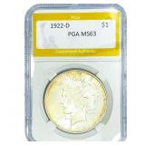 1922-D Silver Peace Dollar PGA MS63
