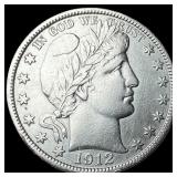 1912-S Silver Barber Half Dollar CLOSELY UNCIRCULA