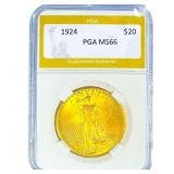 1924 $20 Gold Double Eagle PGA MS66