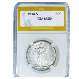 1934-S Walking Liberty Half Dollar PGA MS64