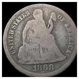 1868 Seated Liberty Dime NICELY CIRCULATED