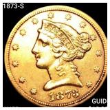 1873-S $5 Gold Half Eagle CHOICE AU