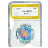 1945 Walking Liberty Half Dollar PGA MS65+ Monster
