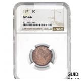 1891 Liberty Victory Nickel NGC MS66