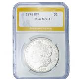1878 8TF Morgan Silver Dollar PGA MS63+