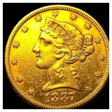 1887-S Gold $5 Half Eagle CLOSELY UNCIRCULATED