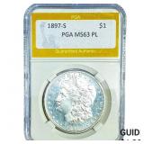 1897-S Morgan Silver Dollar PGA MS63 PL