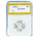 1945-D Walking Liberty Half Dollar PGA MS66