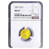 1927 $2.50 Gold Quarter Eagle NGC MS63