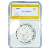 1840 Seated Liberty Half Dollar PGA MS61