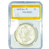 1878 Rev 79 Morgan Silver Dollar PGA MS62