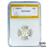 1945-S Mercury Silver Dime PGA MS67