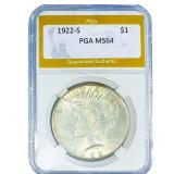 1922-S Silver Peace Dollar PGA MS64