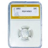 1892 Barber Dime PGA MS63