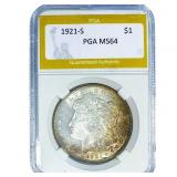 1921-S Morgan Silver Dollar PGA MS64