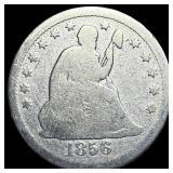 1856-O Silver Seated Liberty Quarter LIGHTLY CIRCU