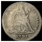1891 Seated Liberty Dime NICELY CIRCULATED