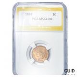 1869 Indian Head Cent PGA MS64 RD