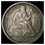1875-CC Silver Seated Liberty Dime LIGHTLY  CIRCU