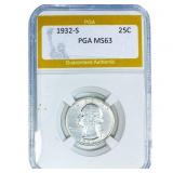1932-S Washington Silver Quarter PGA MS63