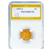 1937-S Wheat Cent PGA MS66 RD
