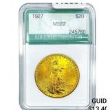 1927 $20 Gold Double Eagle NTC MS62
