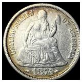 1874 Arrows Seated Liberty Dime ABOUT  UNCIRCULAT