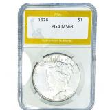 1928 Silver Peace Dollar PGA MS63
