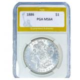 1886 Morgan Silver Dollar PGA MS64