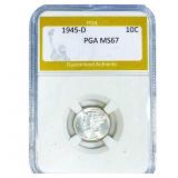 1945-D Mercury Silver Dime PGA MS67