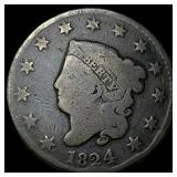 1824 Coronet Head Large Cent LIGHTLY  CIRCULATED