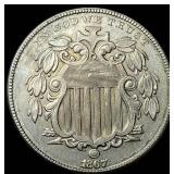 1867 Shield Nickel CLOSELY UNCIRCULATED