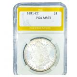 1881-CC Morgan Silver Dollar PGA MS63