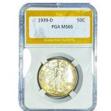 1939-D Walking Liberty Half Dollar PGA MS66