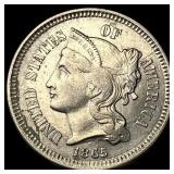 1865 Nickel Three-Cent Piece CLOSELY UNCIRCULATED