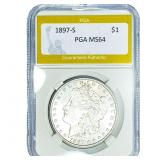 1897-S Morgan Silver Dollar PGA MS64