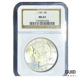 1935 Silver Peace Dollar NGC MS63