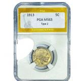 1913 Buffalo Nickel PGA MS63 Type 2